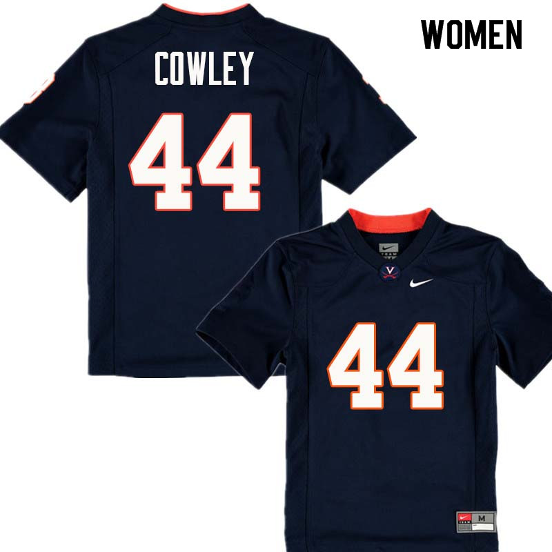 Women #44 Tanner Cowley Virginia Cavaliers College Football Jerseys Sale-Navy - Click Image to Close